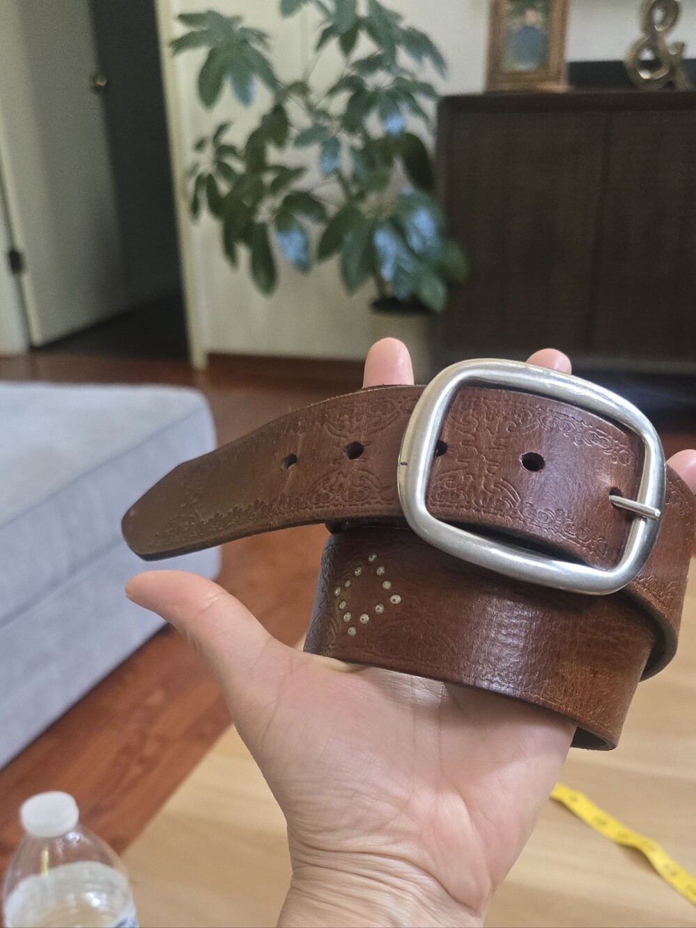Aeropostale Brown Leather Belt with Silver Buckle
